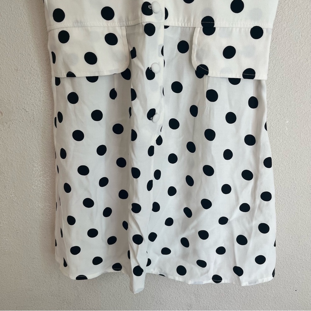 RIXO London White Black Polka Dot Mini Dress Retro Medium - Picture 5 of 10